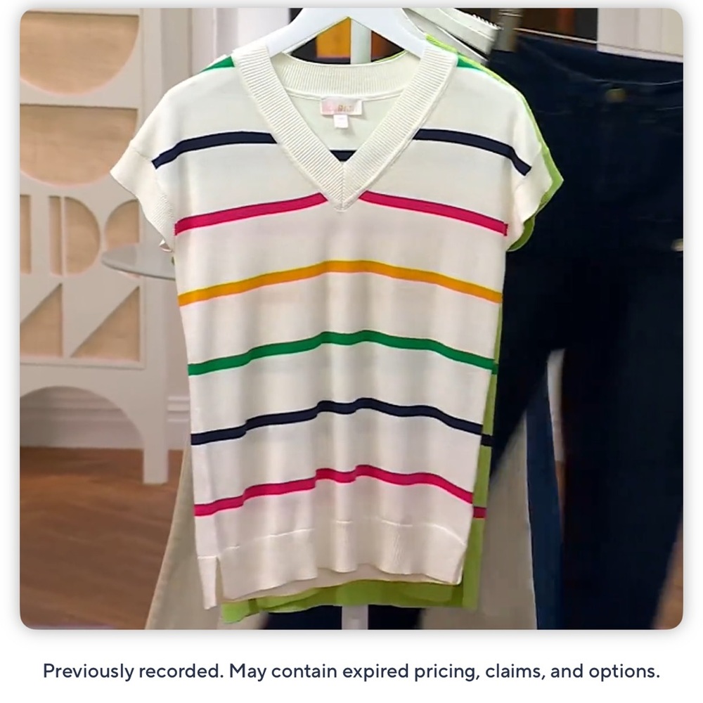 Belle by Kim Gravel Striped V-Neck Top - Multicolor